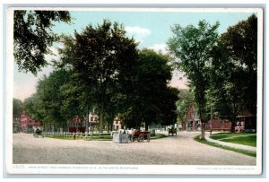 c1920 Main Street Common Horse Wagons Dirt Road White Mt. Plymouth NH Postcard