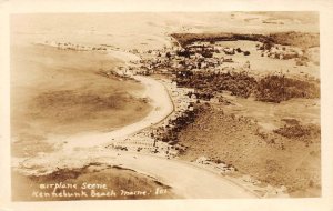 RPPC Airplane Scene, Kennebunk Beach, Maine c1920s Vintage Real Photo Postcard