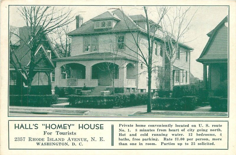 Postcard Washington DC Halls Homey House  Tourist Shenandoah Publishing 23-687 