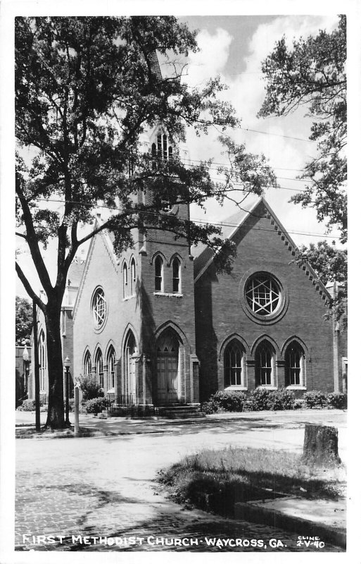 J46/ Waycross Georgia RPPC Postcard c1940s Cline First Methodist Church 128