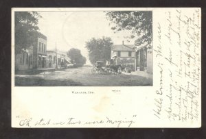 WANATAH INDIANA DOWNTOWN STREET SCENE HORSE & BUGGY VINTAGE POSTCARD