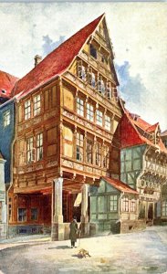 1910s Watercolor View Hildesheim Germany Postcard