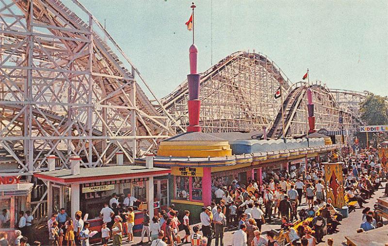 Palisades Park NJ Amusement Park Cyclone Roller Coaster Postcard