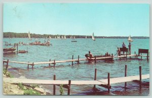 Clear Lake Iowa~Yachting Regatta~Summer Sporting Event~Inter Lake~Postcard