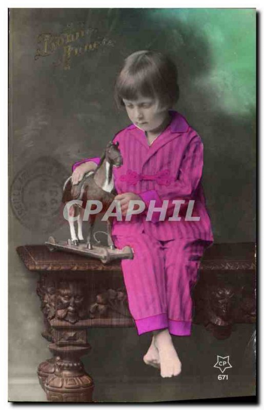 Old Postcard Child Hobby Horse