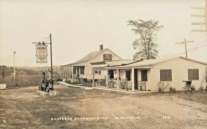 Middlebury VT Sanfords Sandwich Shop Socony Gas Station Real Photo Postcard