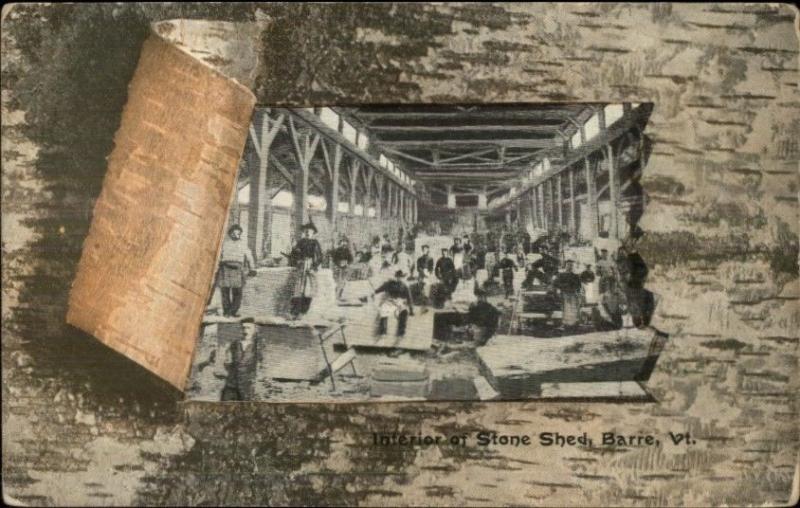 Barre VT Stone Shed Interior c1910 Postcard