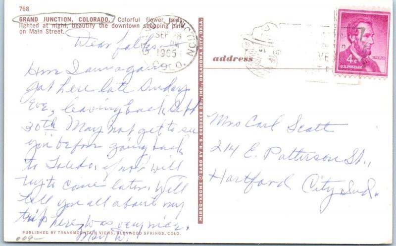 GRAND JUNCTION, CO Colorado  STREET SCENE COOL 50s Cars 1965 Postcard