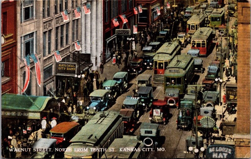 Postcard Walnut Street North From Tenth Street in Kansas City, Missouri