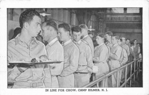 Camp Kilmer New Jersey Chow Line Hament 1940s Military Postcard 20-6777