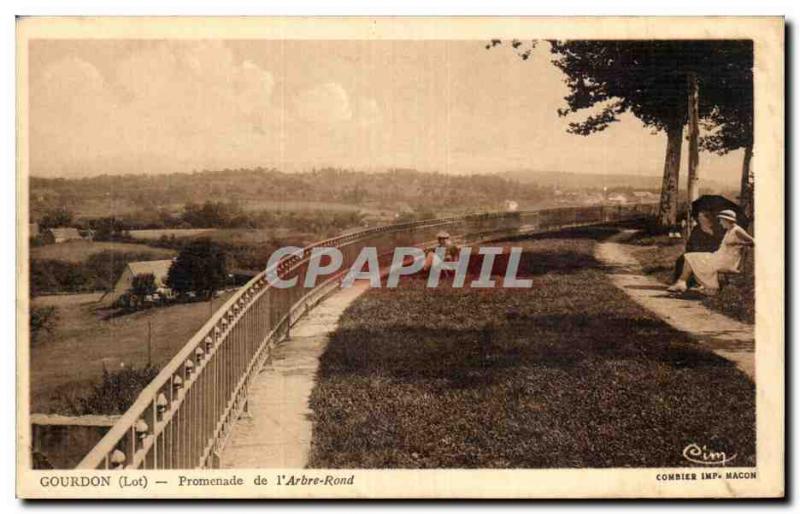 Gourdon - Walk of Round Tree - Old Postcard