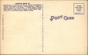 Delray Beach FL Mussie's Drive-In Postcard NICE LINEN