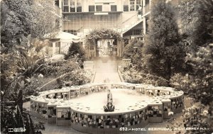 Monterrey Mexico 1940s RPPC Real Photo Postcard Hotel Bermuda Patio Fountain