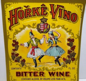 Horke Vino Bitter Wine Label 1930's European Dressed Dancers Vintage Original