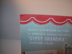 Genco Gypsy Grandma Arcade FLYER 1957 Original NOS Fortune Teller Horoscope Game