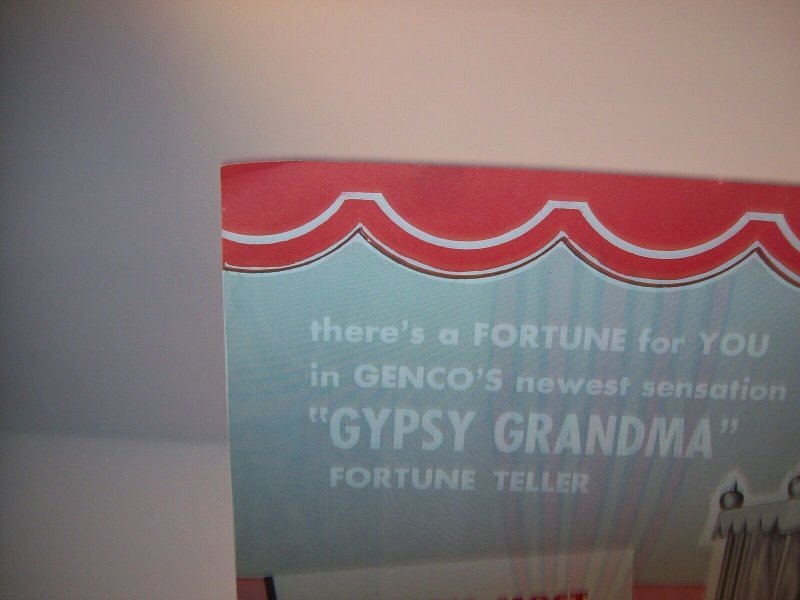 Genco Gypsy Grandma Arcade FLYER 1957 Original NOS Fortune Teller Horoscope Game