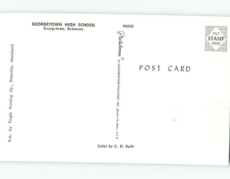 Unused Pre-1980 HIGH SCHOOL Georgetown Delaware DE L9808@