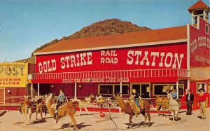 Postcard Gold Strike Railroad Station and Llamas in Boulder City, Nevada~119217