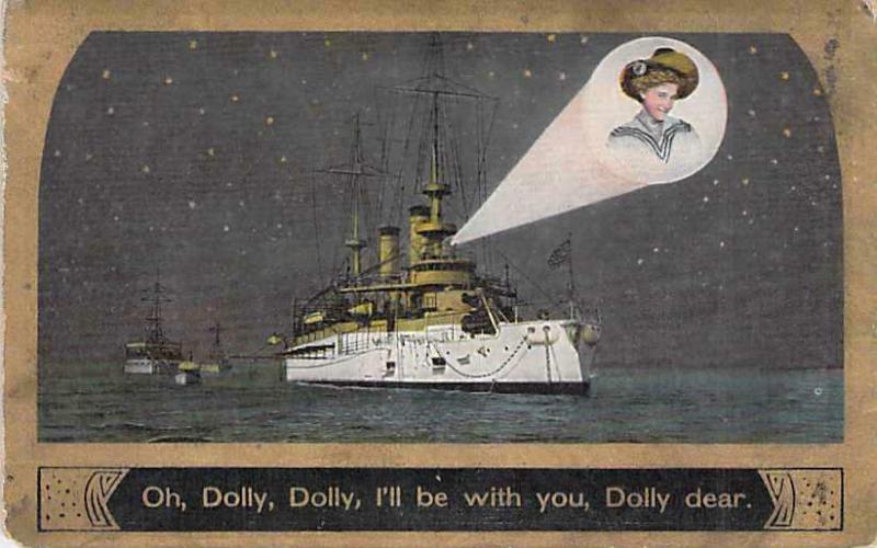 Romance, Battleship Projects Picture of Sweetheart Dolly Vintage Used Postcard