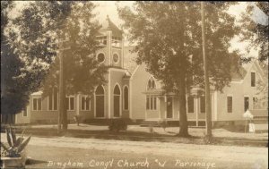 Bingham ME Maine Church & Parsonage c1920 Real Photo Postcard