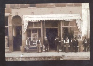 REAL POTO CRAWFORDVILLE INDIANA DOWNTOWN STORE ADVERTISING POSTCARD COP9