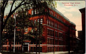 Providence RI-Rhode Island, Technical High School, Vintage c1909 Postcard JK2
