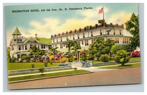 Vintage 1940's Advertising Postcard Manhattan Hotel 5th St. Petersburg Florida