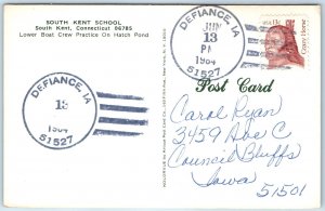 1984 Defiance, IA Post Office Cancel Postcard Town USPO Postal History A267