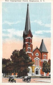 Binghamton, NY New York  FIRST CONGREGTIONAL CHURCH  ca1930's Vintage Postcard