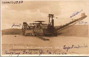 RPPC Gold Mining Dredge 17 Hammonton CA c1920 Vintage Postcard T64