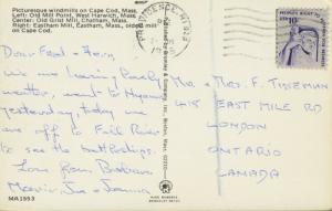 Windmills On Cape Cod MA ~ Old Mill Point Old Grist Mill Eastham's Mill Postcard