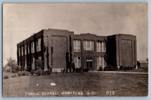 Hartford South Dakota SD Postcard RPPC Photo Public School Building c1940's