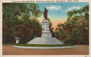 Vintage Postcard Rodger Williams Monument Providence Rhode Island American Art