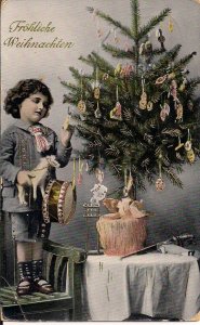 Little Boy with Christmas Tree, Xmas, Germany 1912