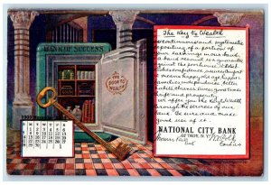 1909 National City Bank Troy New York NY Bank Success Calendar Vintage Postcard