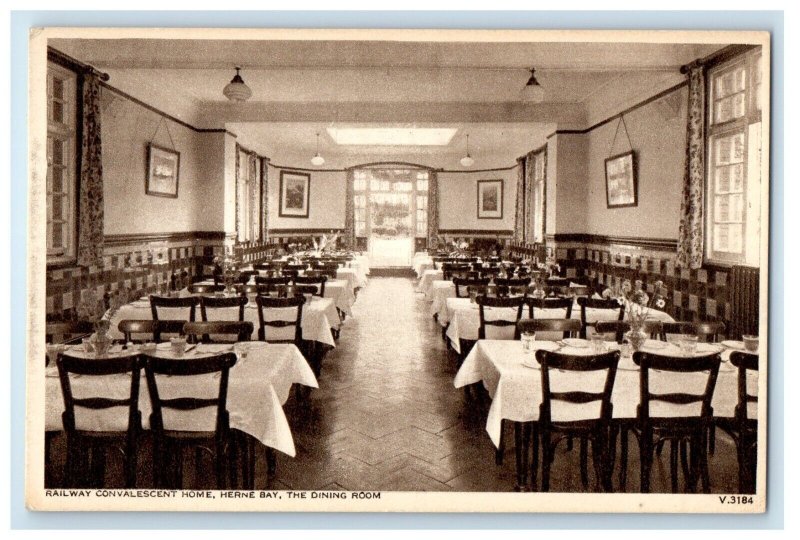 c1910's Railway Convalescent Home Herne Bay Dining Room Interior Postcard