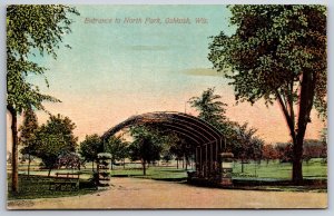 Oshkosh Wisconsin~North Park Entrance~c1910 Postcard