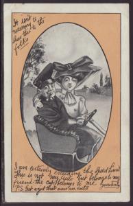 Man Smoking Cigar,Woman in Car Postcard