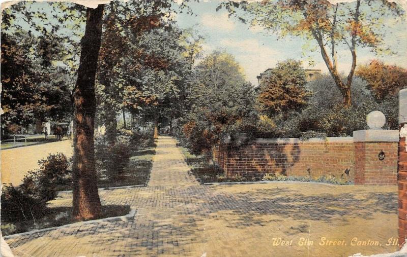 Canton Illinois 1910 Postcard West Elm Street