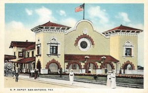 S.P. DEPOT San Antonio, Texas Railroad Station c1920s Vintage Postcard