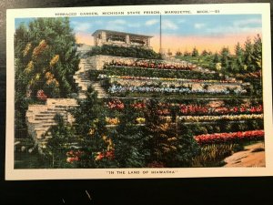 Vintage Postcard 1930-1945 Terraced Garden Michigan State Prison Marquette MICH 