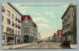 PLAINFIELD NJ WEST FRONT STREET BABCOCK BUILDING ANTIQUE POSTCARD