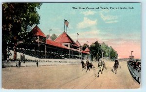 TERRE HAUTE, Indiana IN ~ Harness Racing FOUR CORNERED TRACK Grandstand Postcard