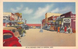 Winona Mississippi Retail Business Street Coke Sign Vintage Postcard AA53518