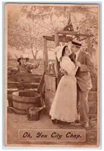 c1910's Sweet Couple Dancing Well Boy Watching Romance Unposted Antique Postcard 