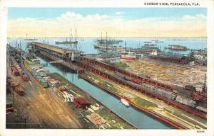 Pensacola Florida Harbor Birds Eye View Vintage Postcard JE229132