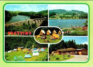 Pastviny, Czech Republic  CAMPING~TENTS~CABINS~SUNBATHERS~DAM  4X6 Postcard