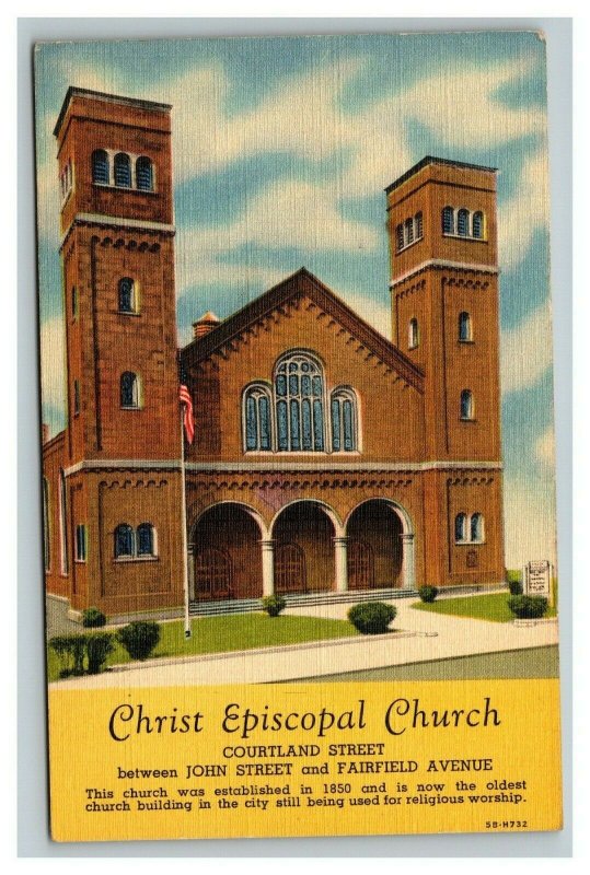 Vintage 1947 Postcard Christ Episcopal Church Courtland Bridgeport Connecticut