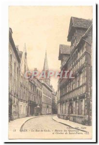 Caen Old Postcard The Street jail Quatrans House and St. Peter steeple