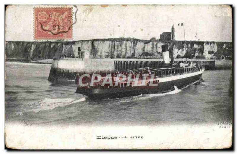 Old Postcard Boat Dieppe The pier